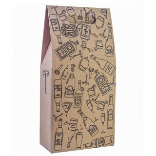 Estuche regalo 2 bot vino o cava con dibujos botellas