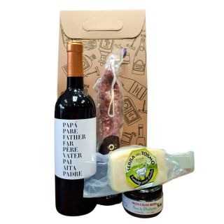 Estuche Regalo vino Papá y productos gourmet